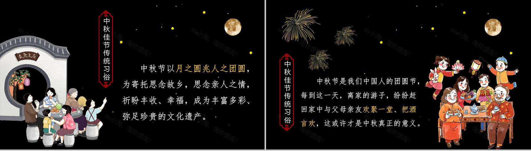 黑色商务中秋节传统习俗介绍PPT模板-3