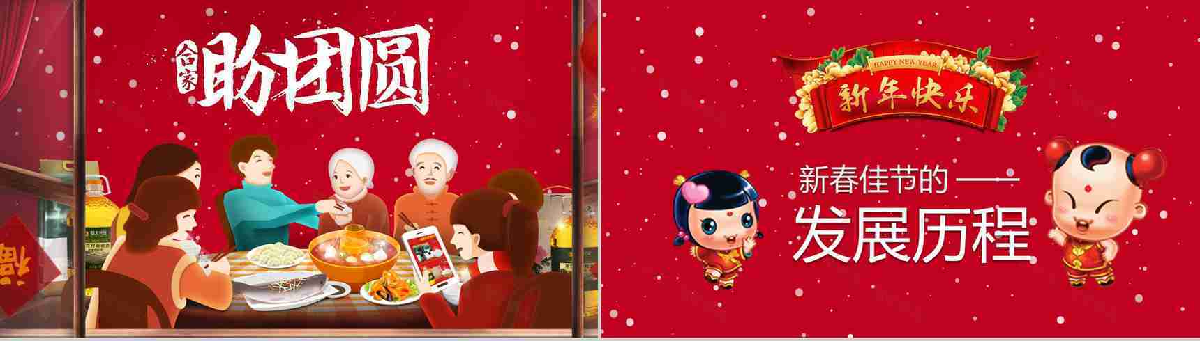 春节习俗文化团聚团圆PPT模板-2