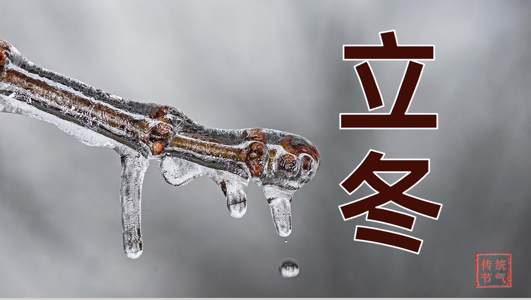 灰色简约风二十四节气立冬主题工作总结汇报PPT模板