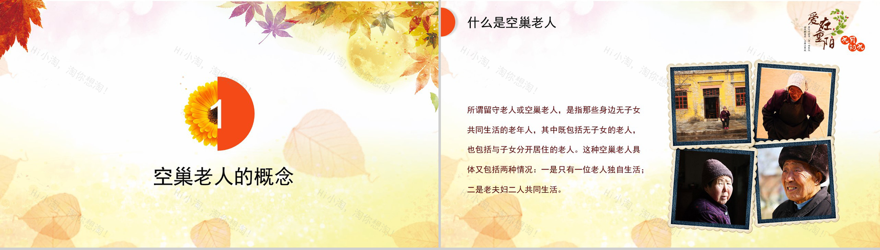 大气水彩风重阳节关爱空巢老人义务助老PPT模板-4