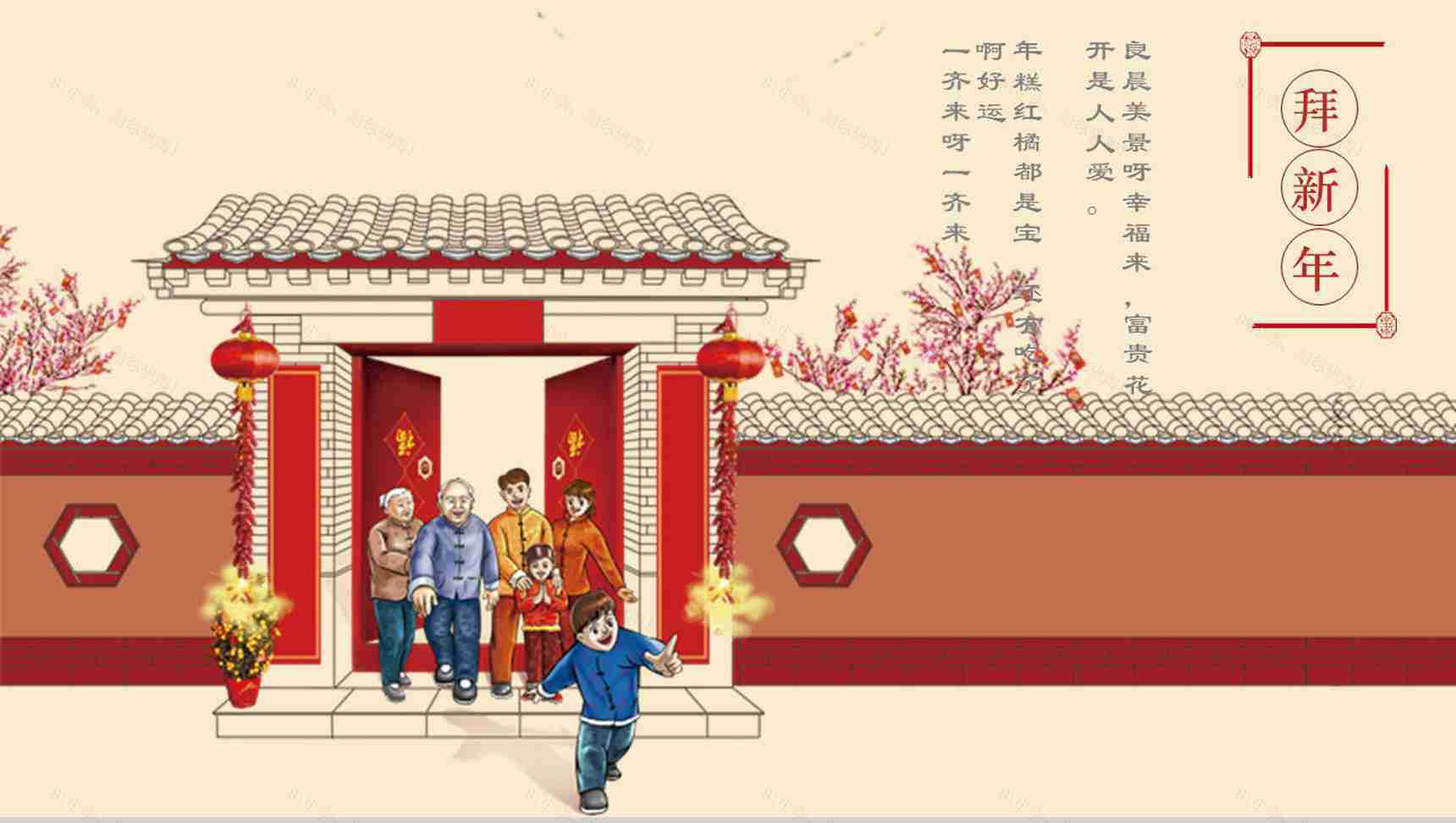 除夕拜年活动宣传PPT模板-3