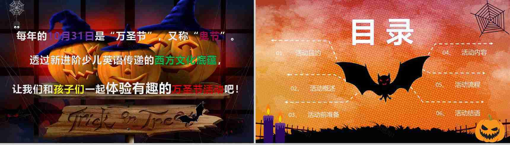 动态万圣节鬼灵精怪狂欢夜节日庆典PPT模板-2