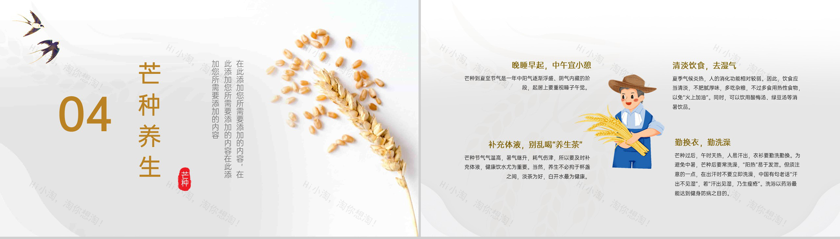 黄色中国风二十四节气之芒种文化与养生PPT模板-8