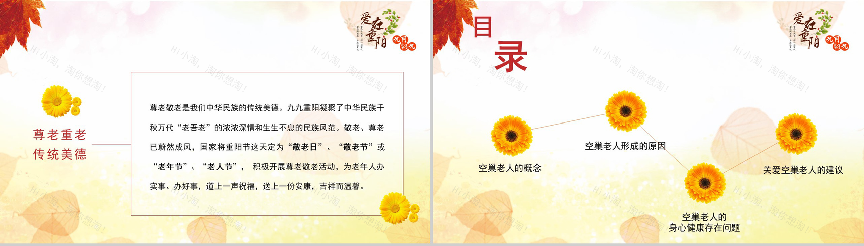 大气水彩风重阳节关爱空巢老人义务助老PPT模板-3