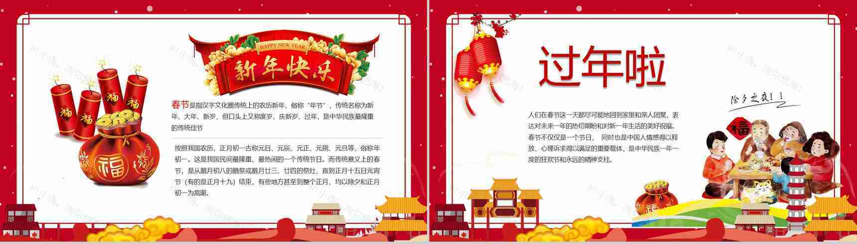 春节习俗文化团聚团圆PPT模板-3