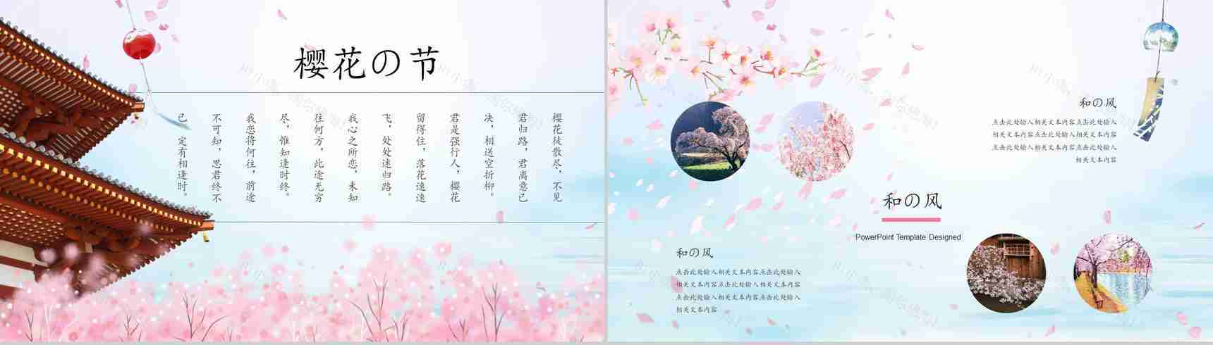 缤纷樱花盛世绽放樱花节PPT模板-6