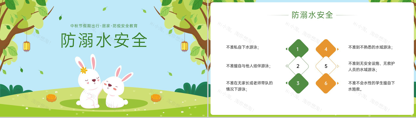 绿色卡通风中秋节放假通知假期出行注意事项PPT模板-3