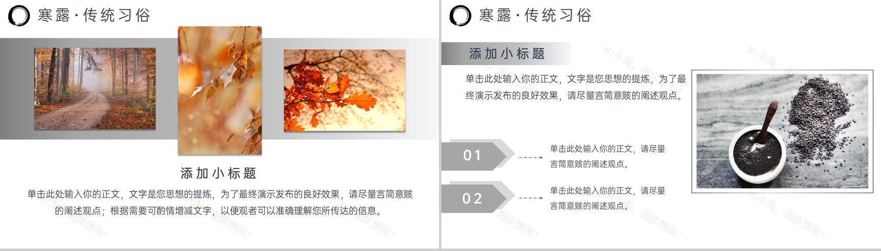 灰色创意简约风二十四节气寒露历史渊源介绍PPT模板-6