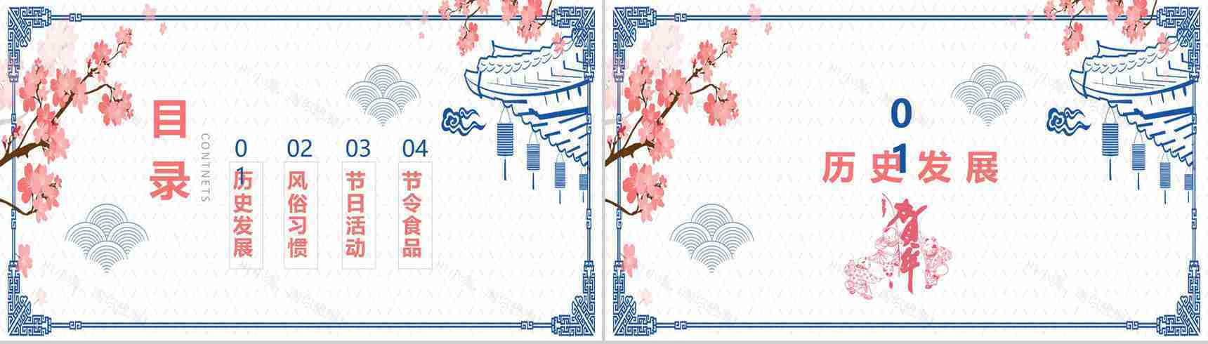 春节习俗守岁吃饺子团聚PPT模板-2