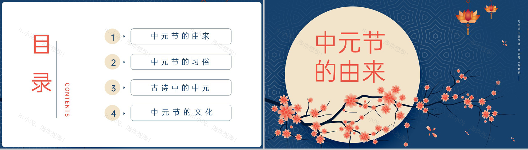黄蓝中国风中元节祭祖祭祀祈福节日文化习俗介绍PPT模板-2