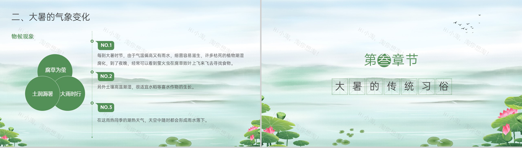 浅绿中国风传统二十四节气大暑节气相关介绍宣传推广PPT模板-5