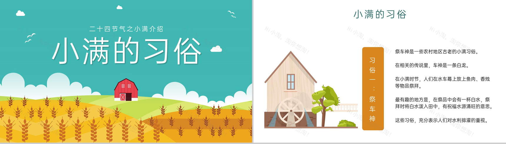 黄绿简约风二十四节气之小满介绍主题班会PPT模板-7