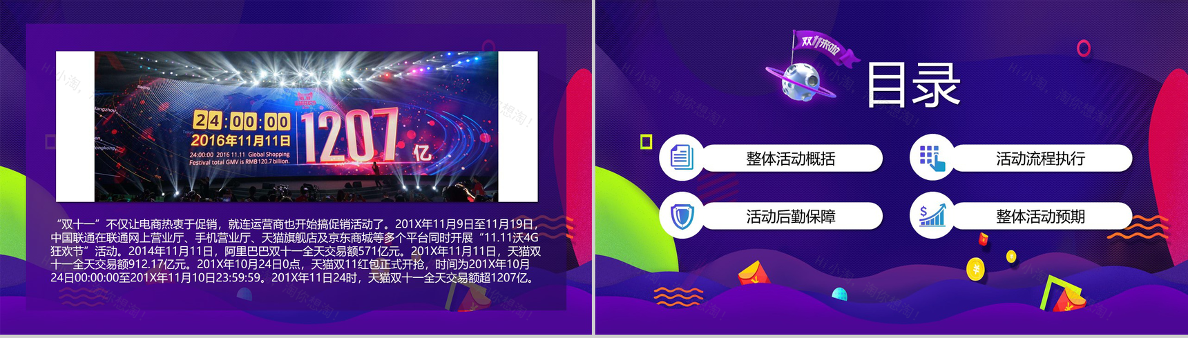 微立体双十一全球购物狂欢倒计时活动策划PPT模板-2