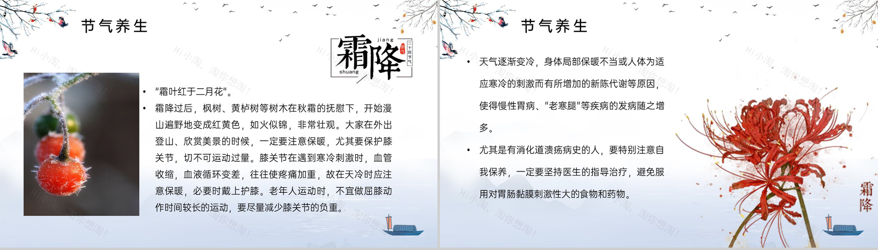 白色中国风中国二十四节气霜降习俗介绍PPT模板-9