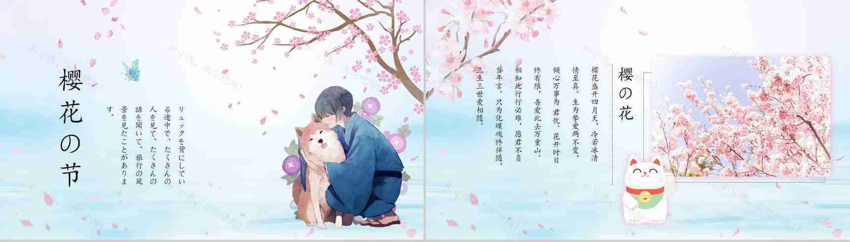 缤纷樱花盛世绽放樱花节PPT模板-7