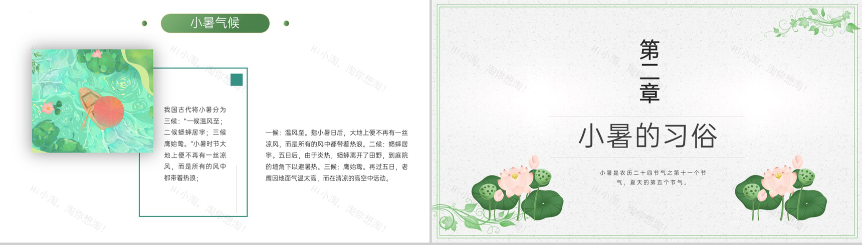 浅绿色中国风传统二十四节气之小暑简介教学课件PPT模板-4