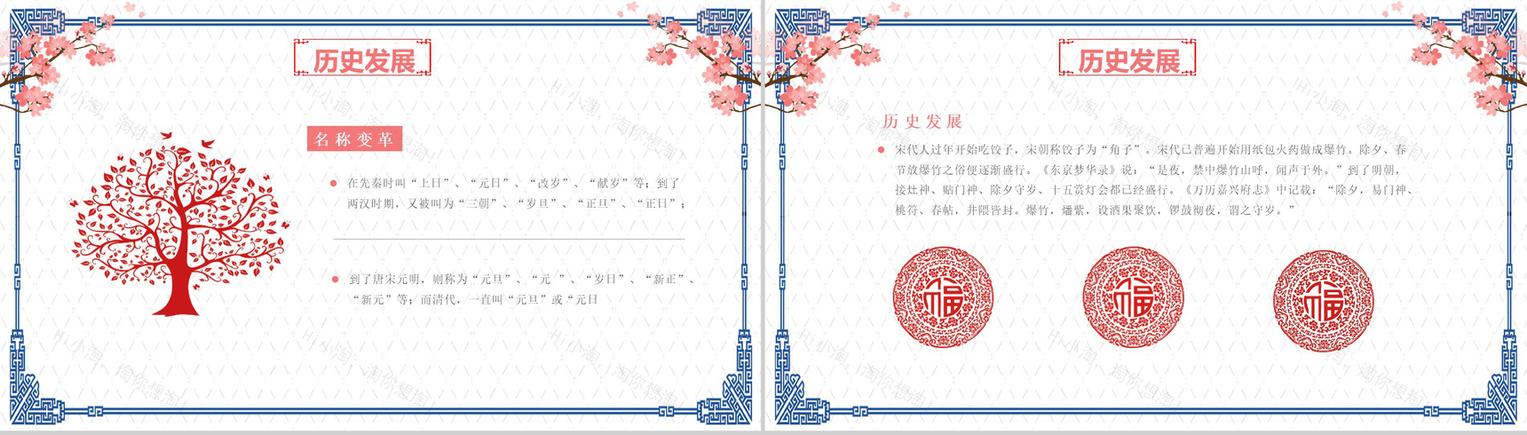 蓝色简约春节习俗传统节日习俗PPT模板-4