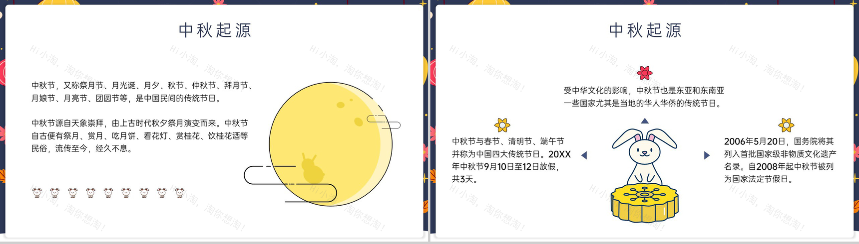 蓝色可爱卡通风幼儿园中秋节活动主题班会中秋起源PPT模板-3