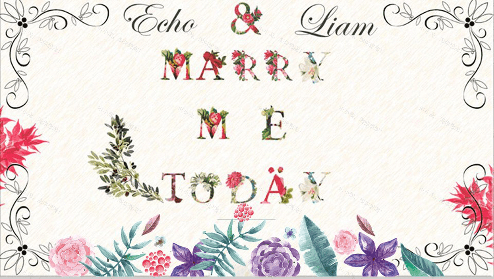 欧式花纹求婚订婚婚礼结婚纪念PPT模板-13