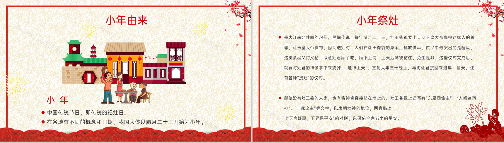 红色喜庆风新春小年习俗文化介绍小年的由来PPT模板-3