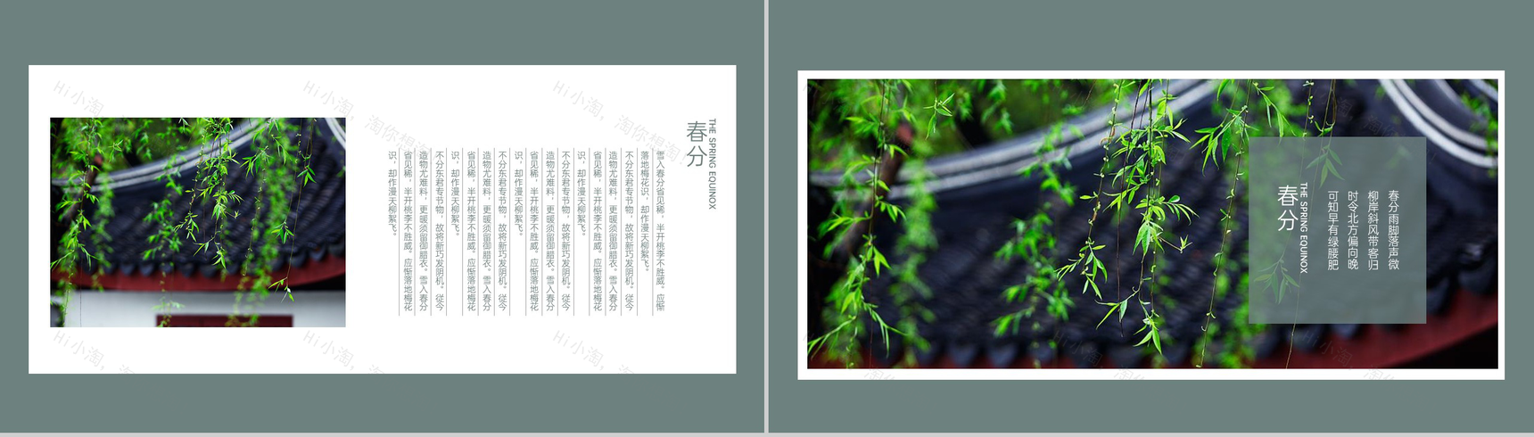 青色简约小清新二十四节气之春分介绍PPT模板-2