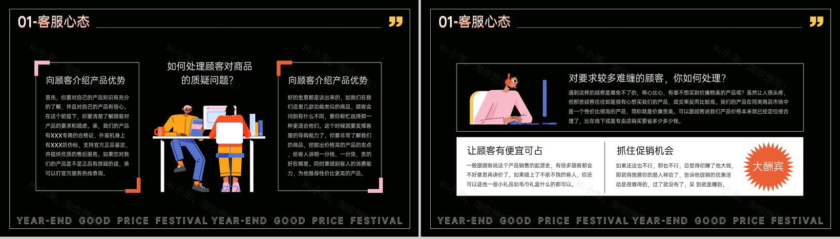 黑色扁平风年终好价节电商客服新人入职培训PPT模板-4