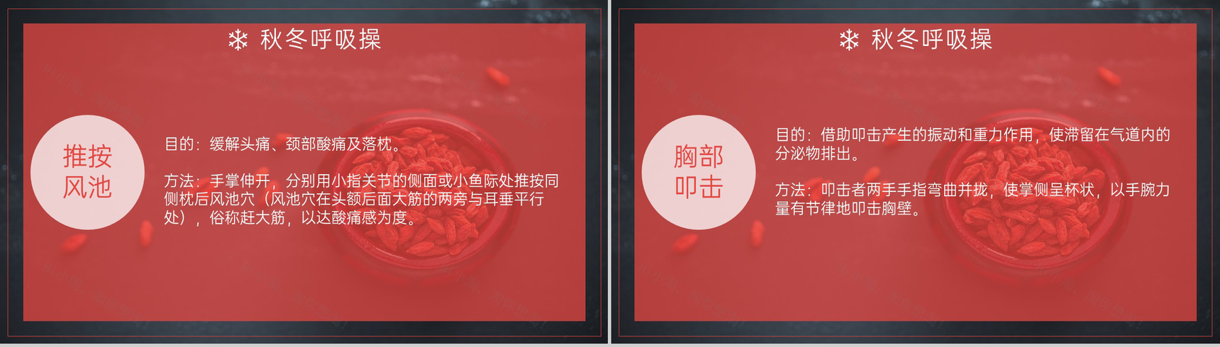 红色简约风冬季冬至健康养生主题讲座PPT模板-12