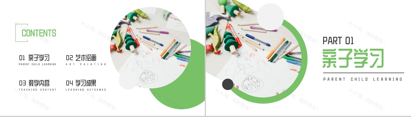 绿色唯美艺术绘画成长互动学习能力方法计划PPT模板-2