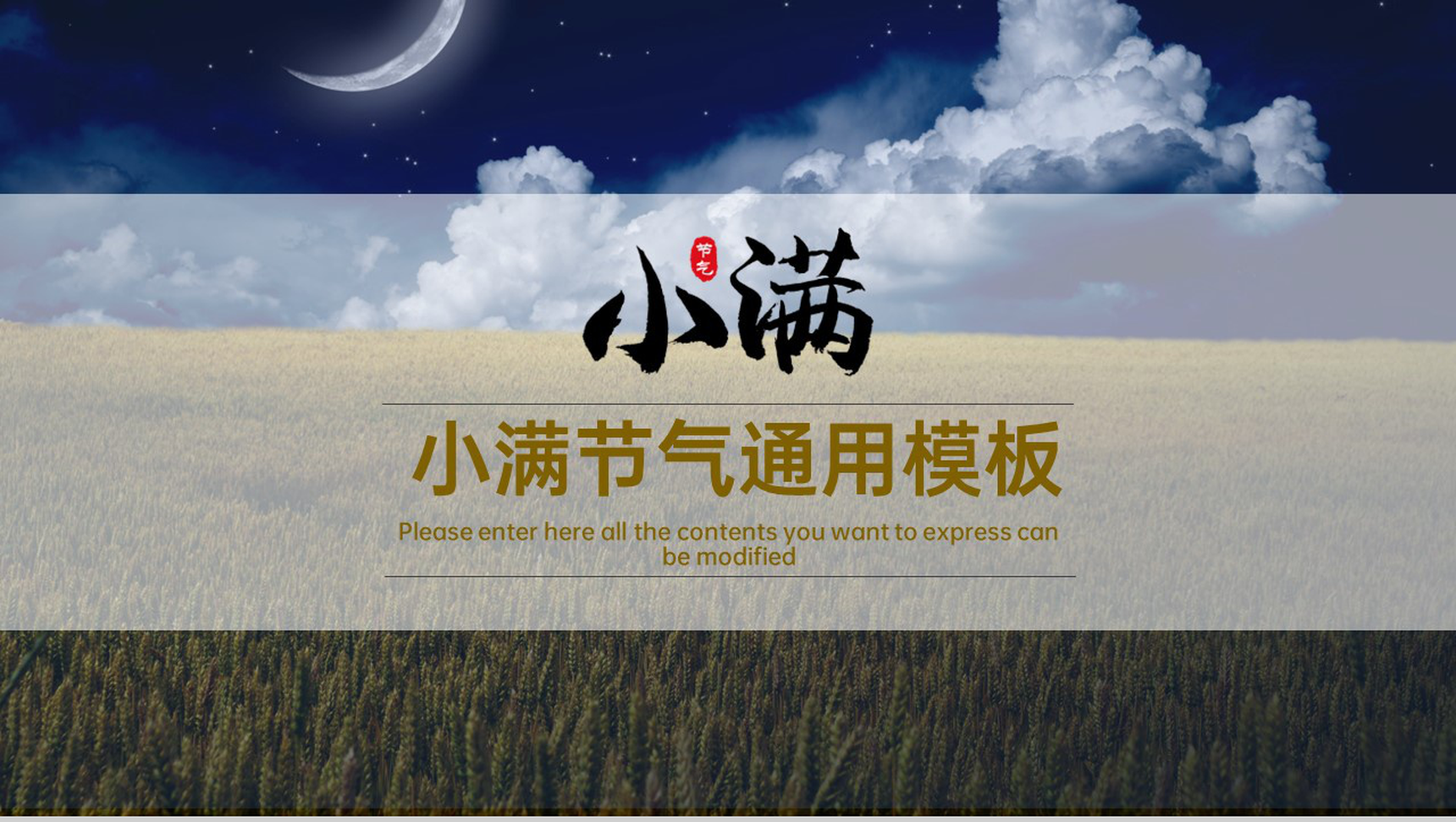 农业海报风二十四节气小满背景介绍习俗由来PPT模板