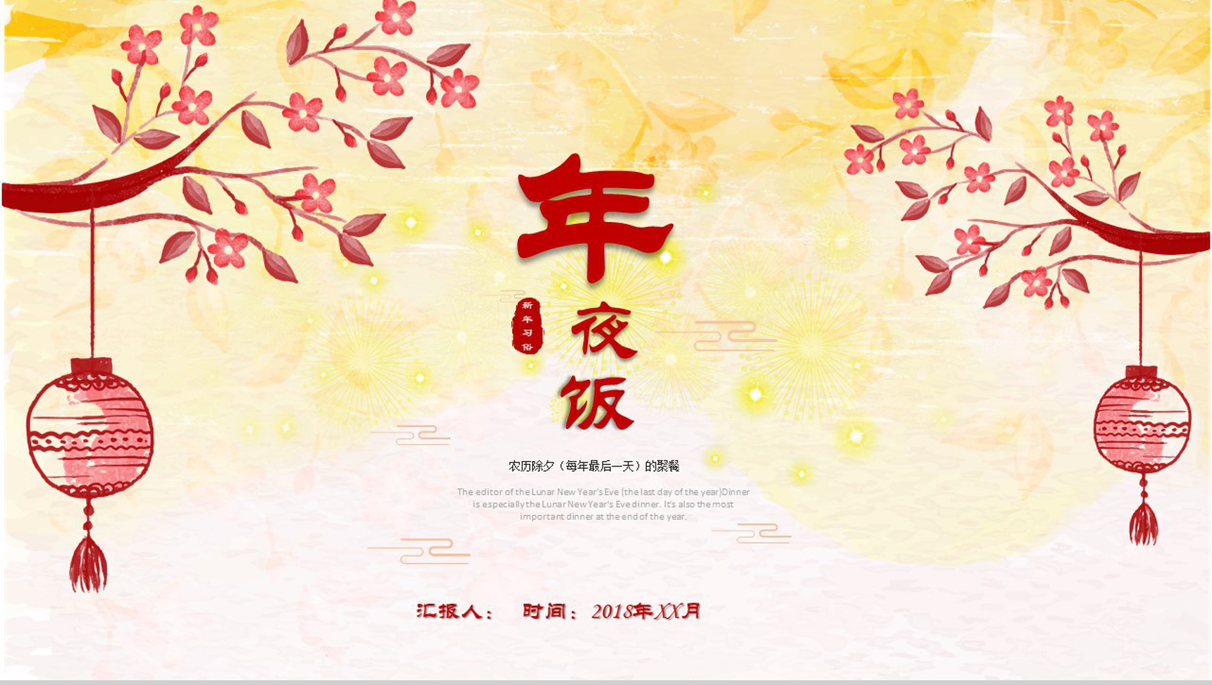 传统春节年夜饭习俗文化传承PPT模板