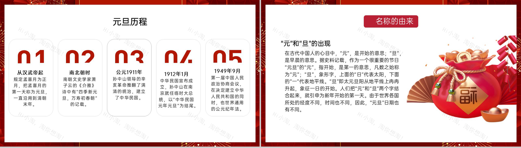 红色简约元旦节日宣传元旦的意义主题PPT模板-5