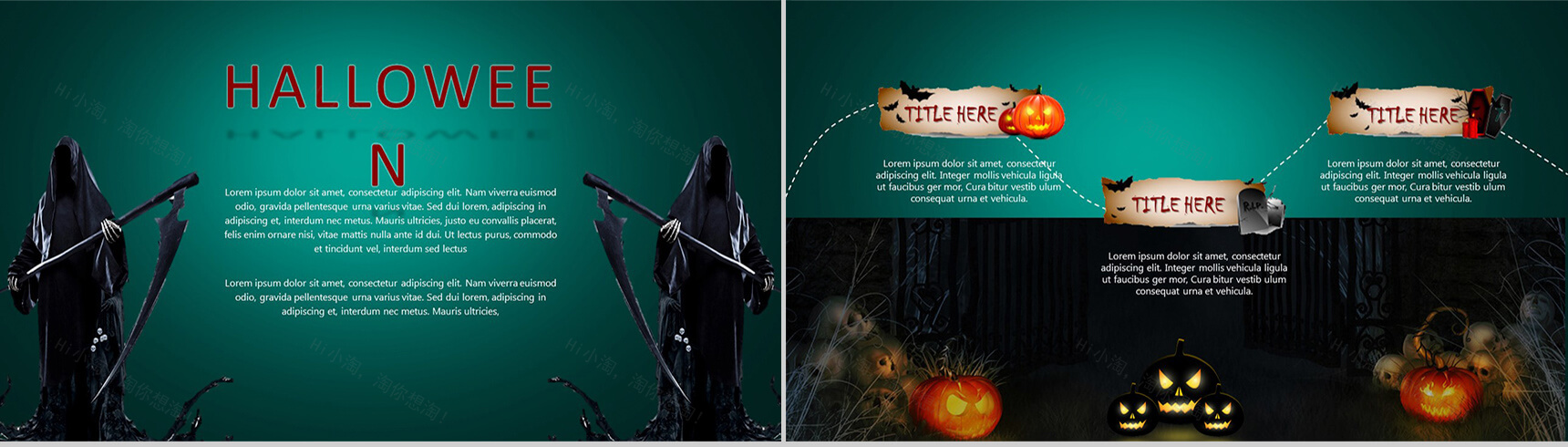 欧美风万圣节活动PPT模板-13