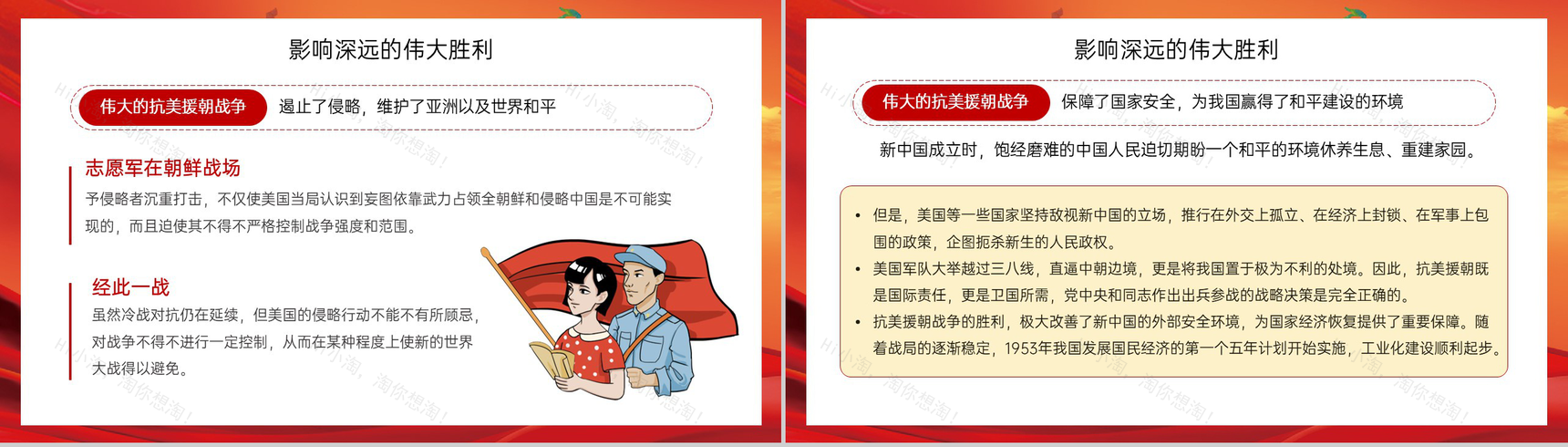 红色扁平化纪念中国人民志愿军抗美援朝党课教育PPT模板-6