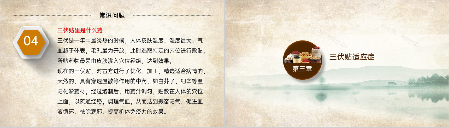 棕色简约风冬病夏治三伏贴基本作用及适应症PPT模板-6