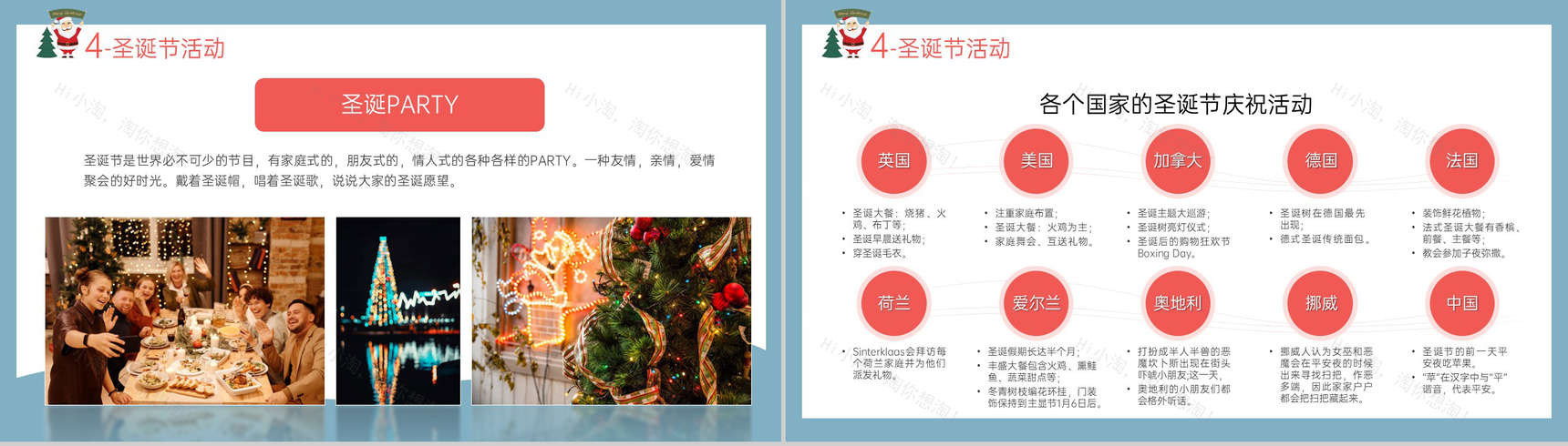 蓝色可爱卡通圣诞节习俗介绍活动策划宣传主题PPT模板-10