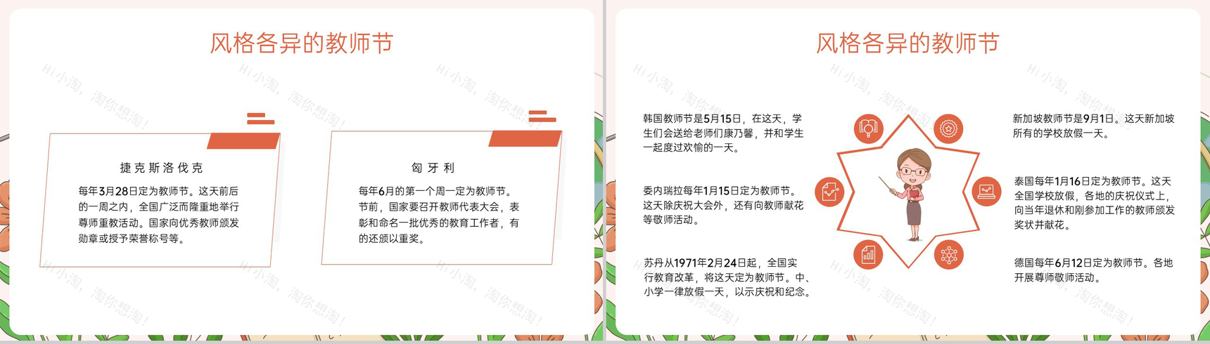 橙色清新风九月教师节介绍感恩教师节主题班会PPT模板-12