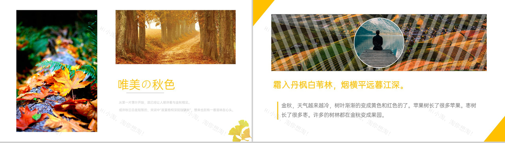 黄色简约杂志风国庆节放假秋游旅行纪念册PPT模板-2