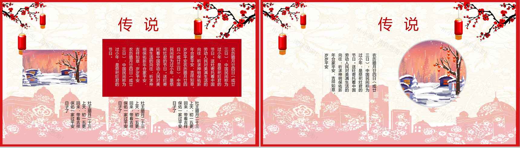 喜庆剪纸风腊月二十三过小年节日介绍PPT模板-6