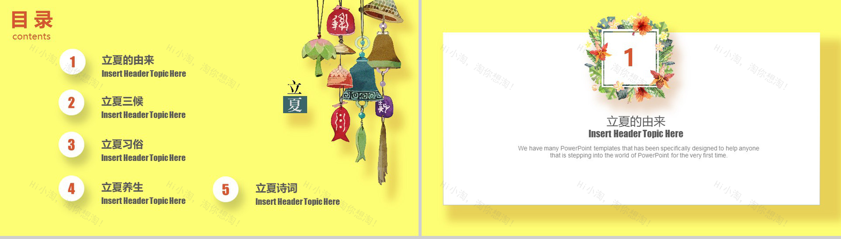 黄色小清新立夏节气传统习俗PPT模板-2