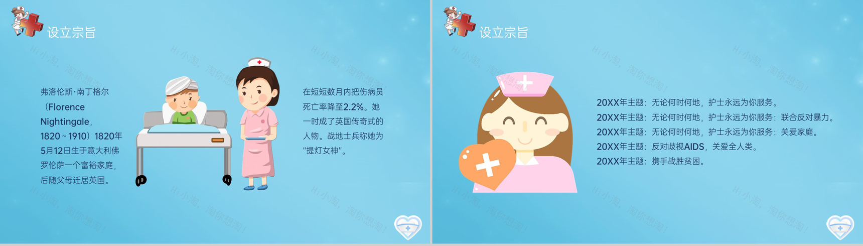 蓝色卡通风512国际护士节节日介绍宣传PPT模板-6
