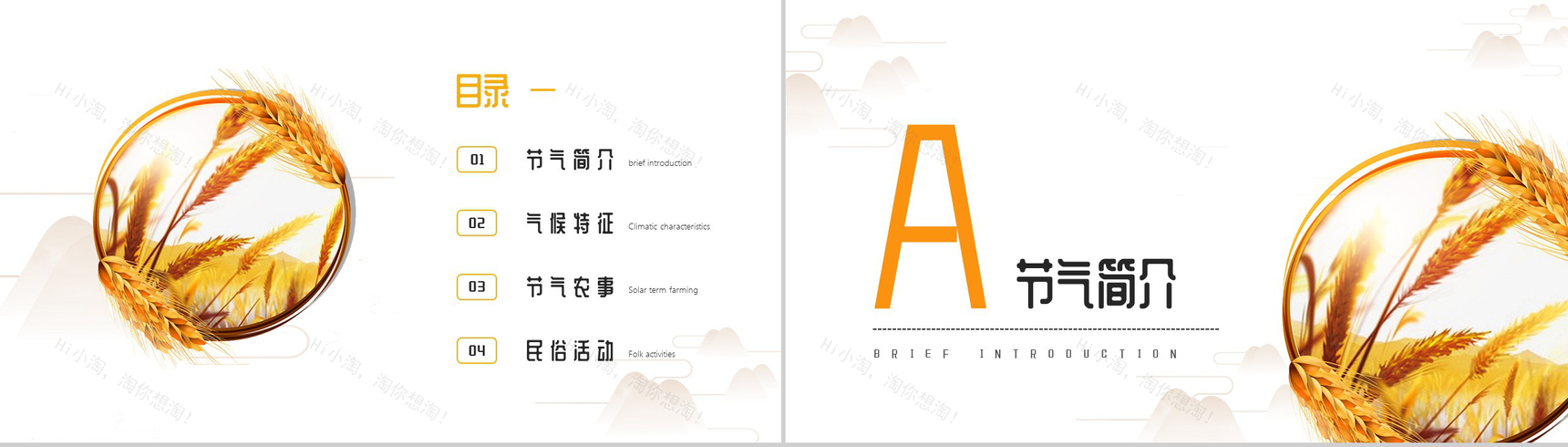 黄色简约中国二十四节气之芒种的介绍PPT模板-2