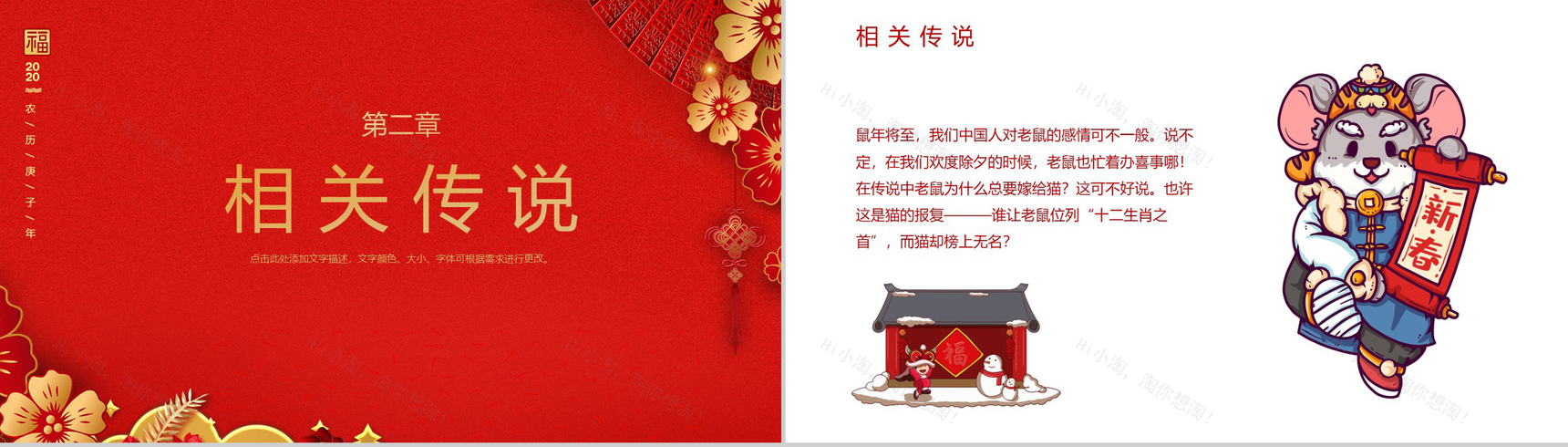 喜庆卡通鼠年大吉鼠年介绍PPT模板-4