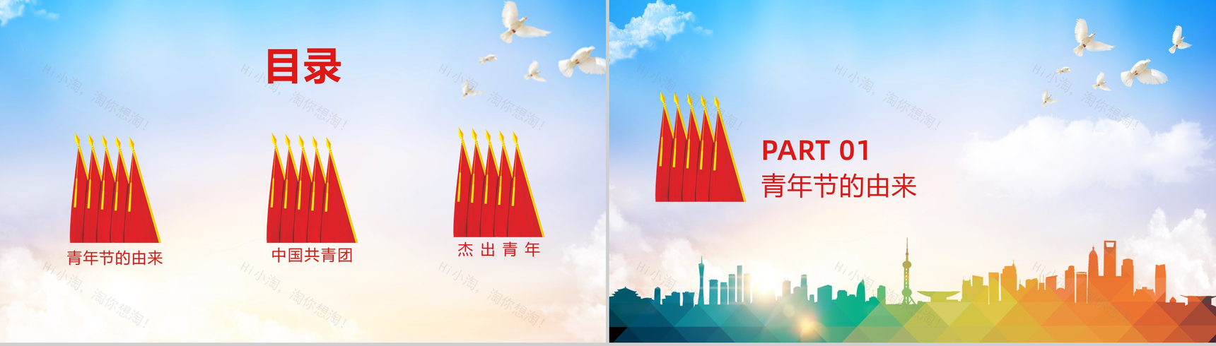 不忘初心追梦前行五四青年节节日介绍PPT模板-2