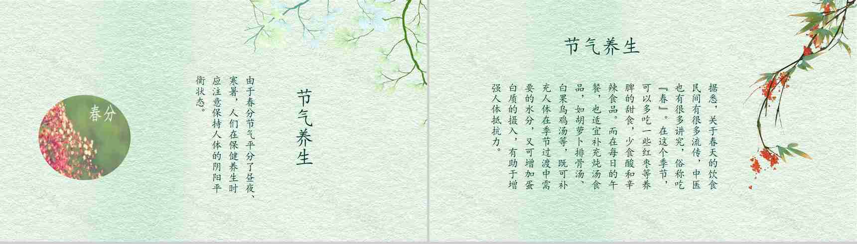 小清新绿色动态春分节气教育演讲PPT模板-5