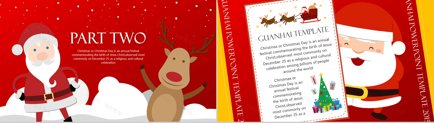 动画圣诞节专用新年PPT模板-4