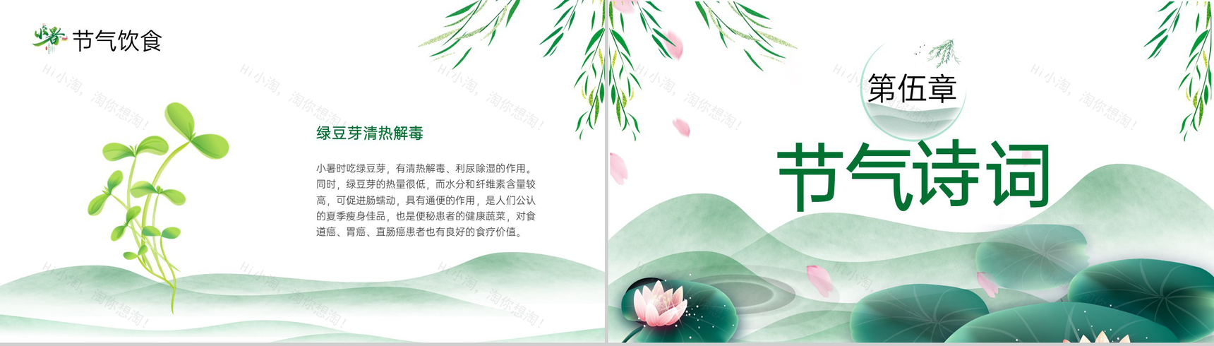 绿色清新风二十四节气之小暑节气介绍中小学主题班会PPT模板-12