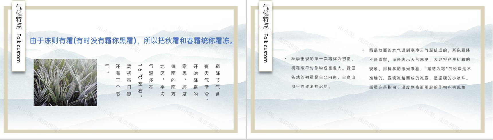 绿色文艺小清新风二十四节气霜降节气介绍PPT模板-5