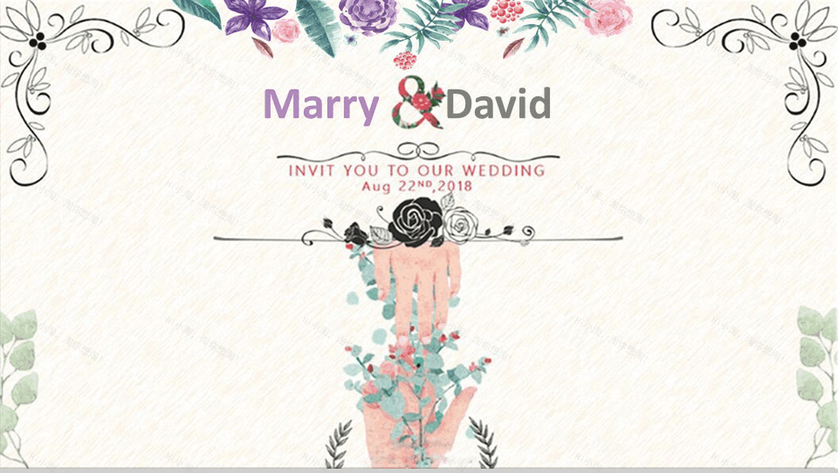 欧式花纹求婚订婚婚礼结婚纪念PPT模板-1