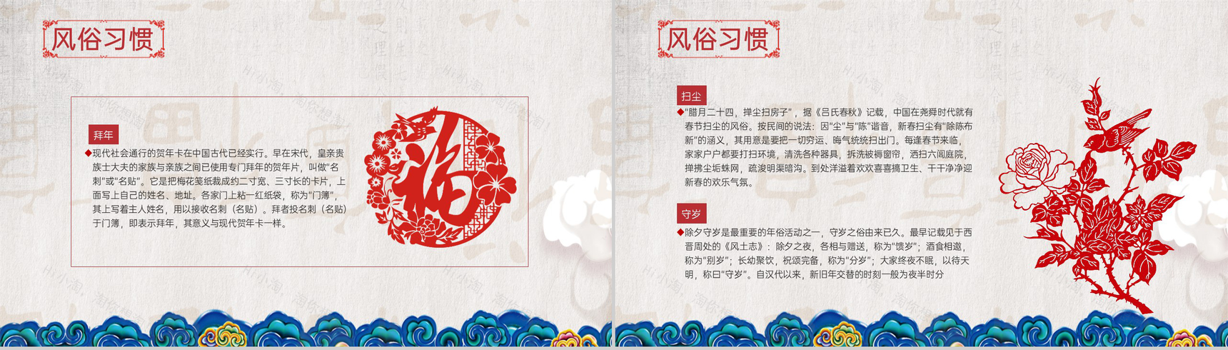 红色大气中国风春节习俗文化介绍PPT模板-7