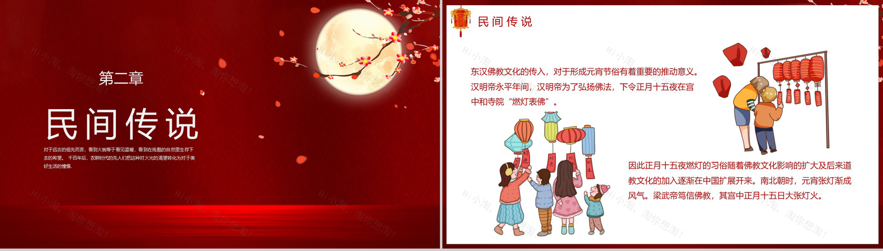 唯美中国风元宵节主题传统习俗文化介绍PPT模板-5